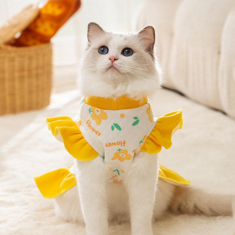 Pet Princess Style Full Print Flutter Sleeve Dress for Autumn