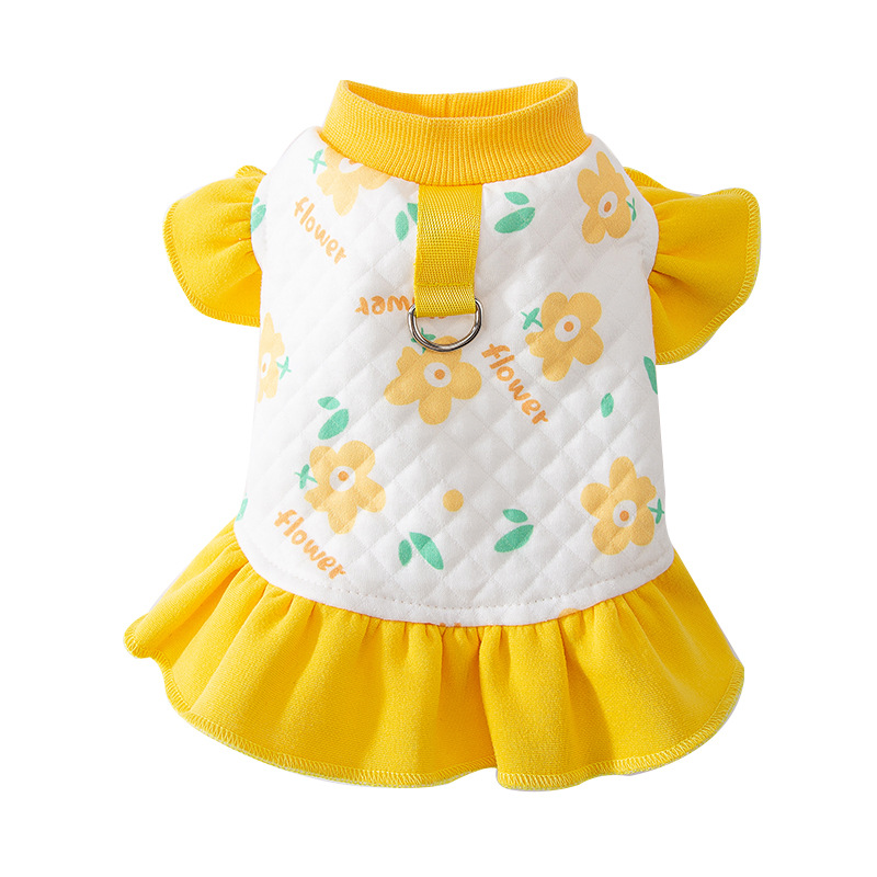 Pet Princess Style Full Print Flutter Sleeve Dress for Autumn