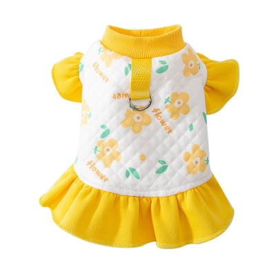 Pet Princess Style Full Print Flutter Sleeve Dress for Autumn 01