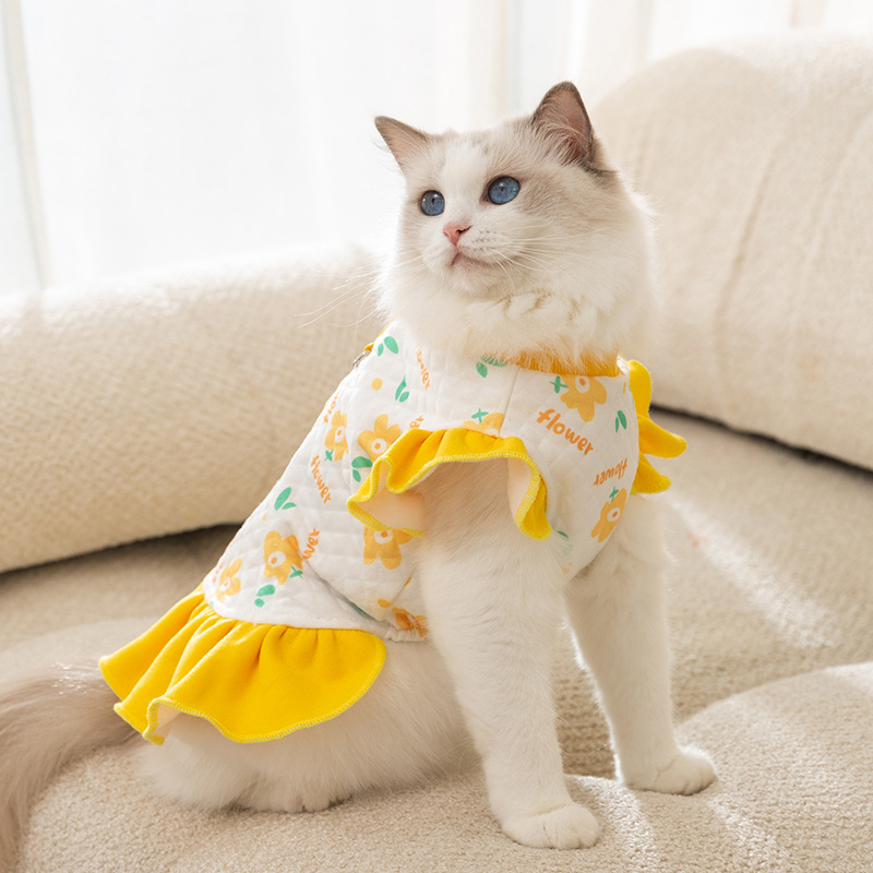 Pet Princess Style Full Print Flutter Sleeve Dress for Autumn