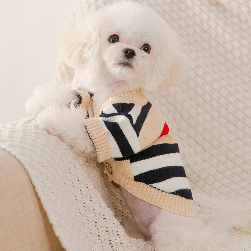 Cute Pet Striped Knit Cardigan for Winter