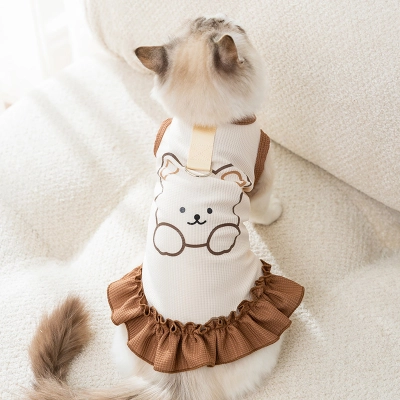 Cute Cat Teddy Bear Harness Thin Breathable Dress 01