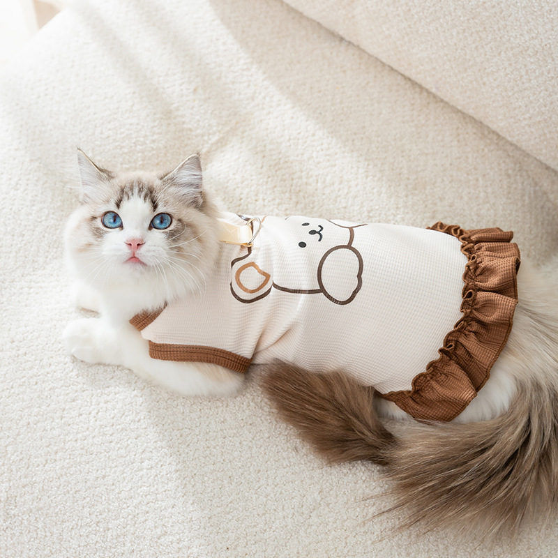 Cute Cat Teddy Bear Harness Thin Breathable Dress