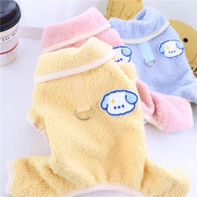 Pet Winter Turn collar Fleece Clothes with D-ring 02
