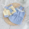 Pet Summer Fresh Floral Print Strapless Two piece Dress