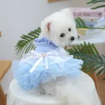 Pet Blue Tulle Dress with Butterfly Hairpin Set