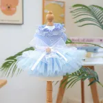 Pet Blue Tulle Dress with Butterfly Hairpin Set