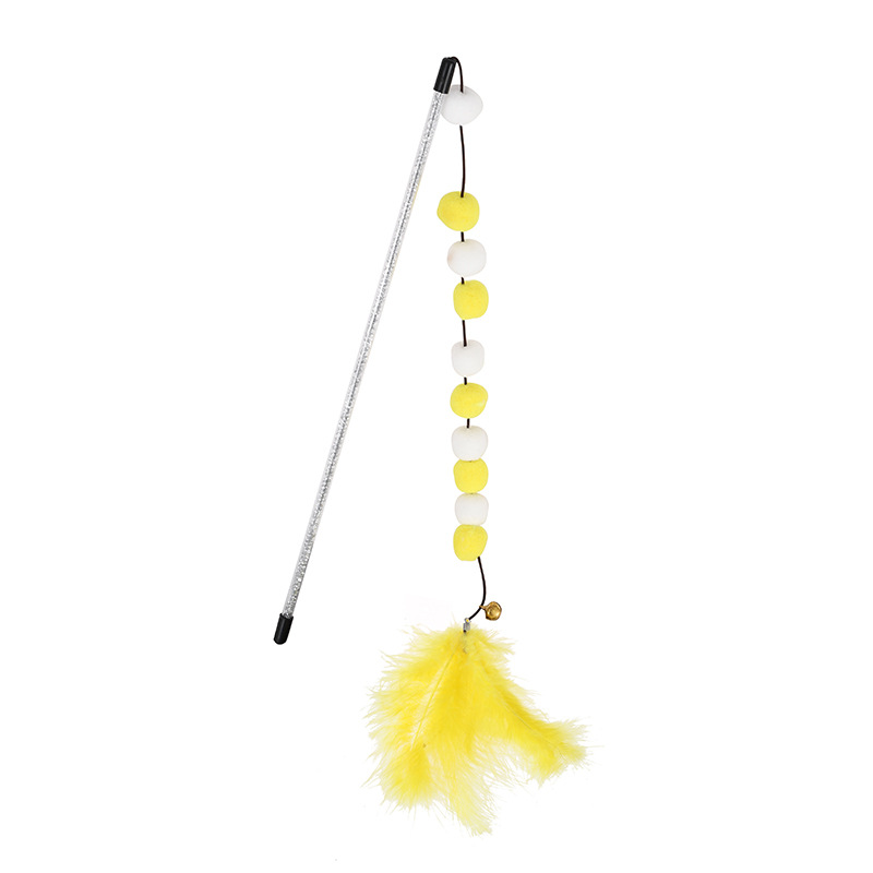 Four Color Pom-Pom Feather Cat Teaser Wand