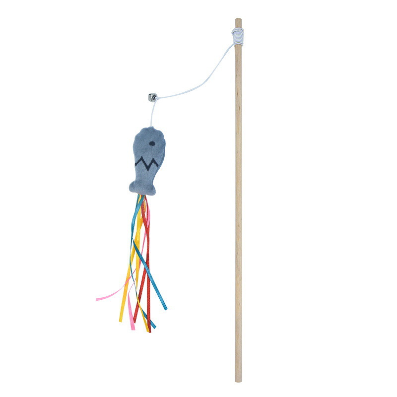 Colorful Ribbon Fish Cat Wand Toy
