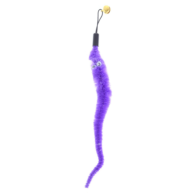 Colorful Furry Caterpillar Cat Toy Wand