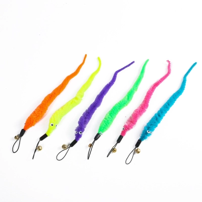 Colorful Furry Caterpillar Cat Toy Wand 01