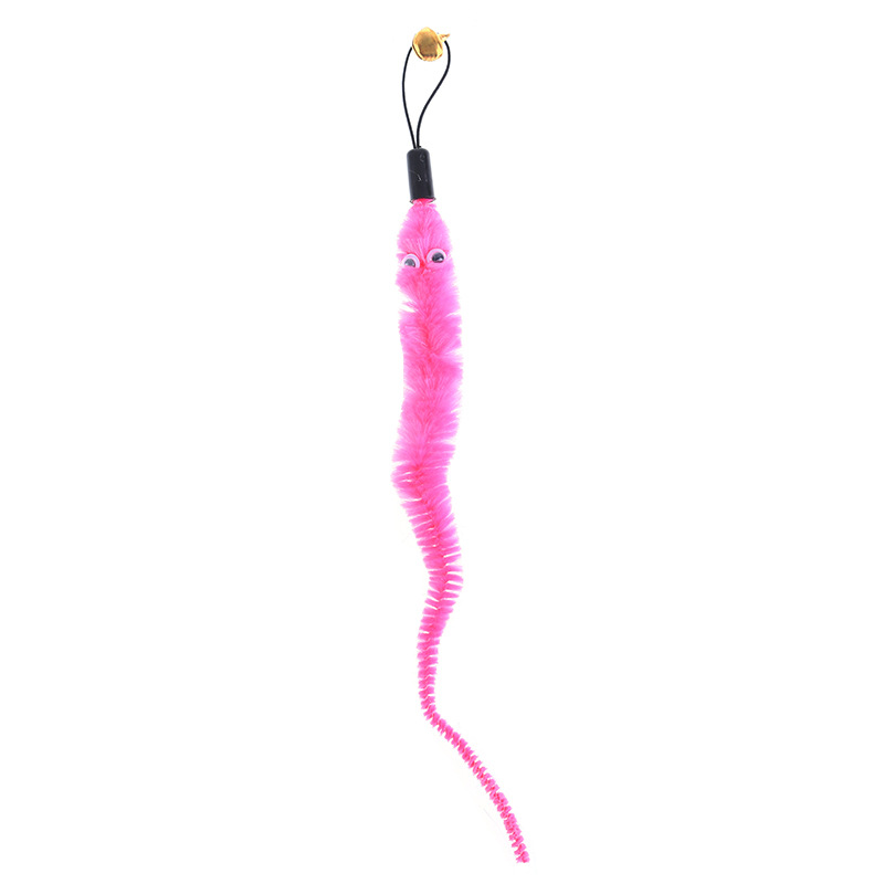 Colorful Furry Caterpillar Cat Toy Wand