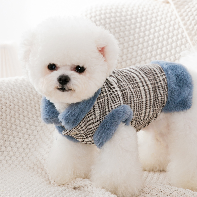 Winter Rabbit Fur Plaid Vest with Traction Hook