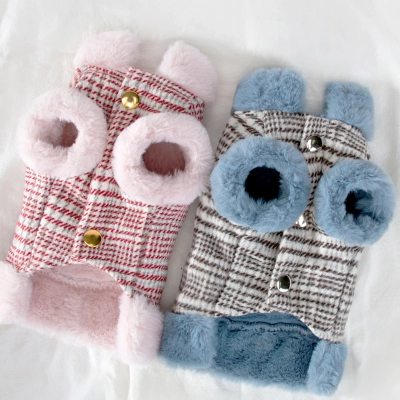 Winter Rabbit Fur Plaid Vest with Traction Hook 01
