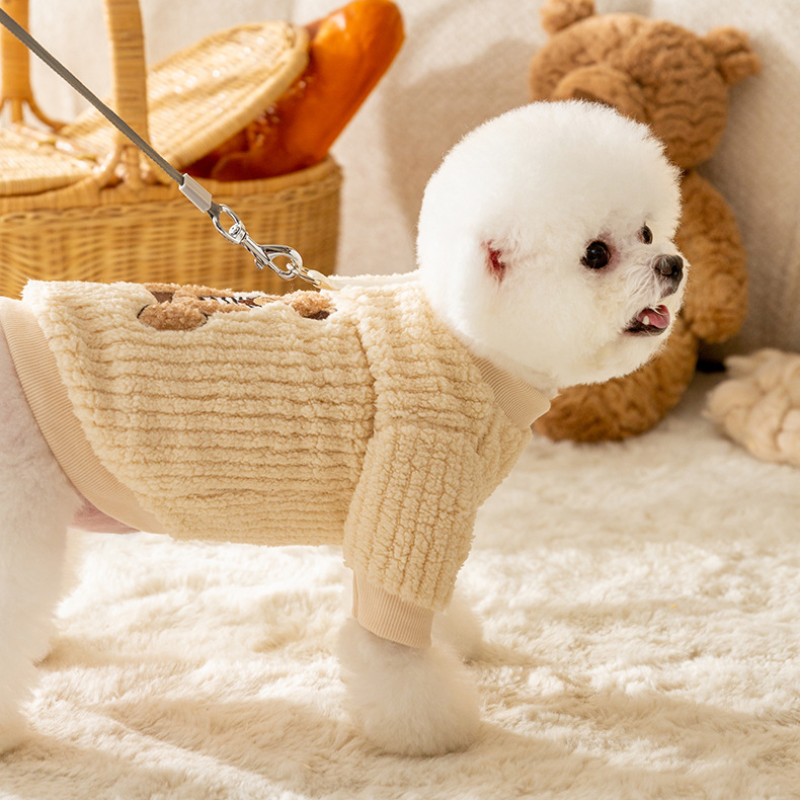 Pet Striped Teddy Warm Fleece Coat
