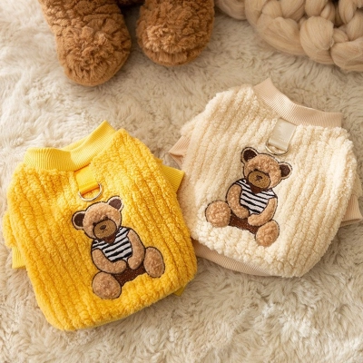 Pet Striped Teddy Warm Fleece Coat 01