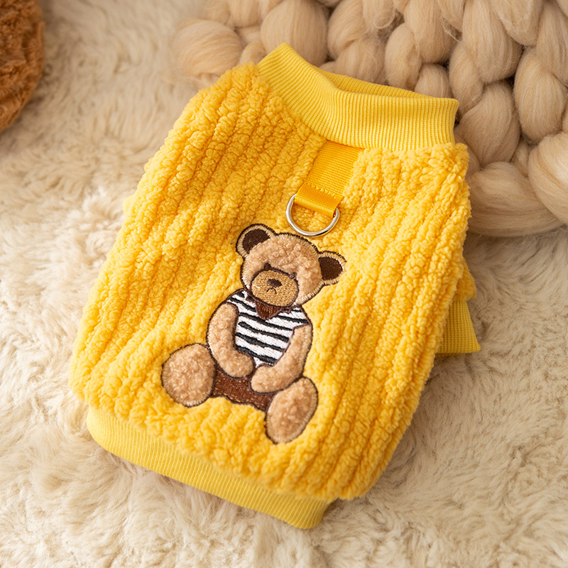 Pet Striped Teddy Warm Fleece Coat