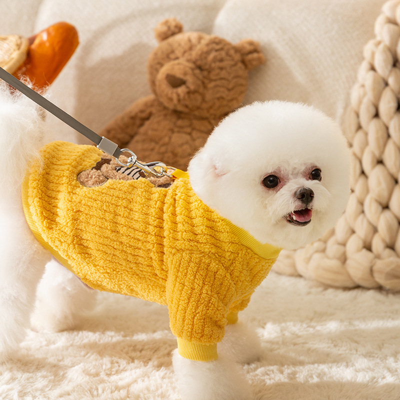 Pet Striped Teddy Warm Fleece Coat