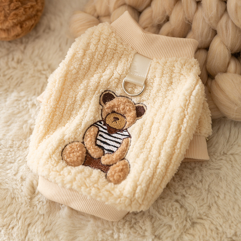 Pet Striped Teddy Warm Fleece Coat