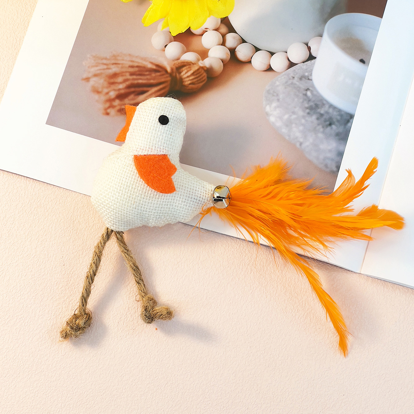 Furry Feathered Bell Chirping Chicken Toy