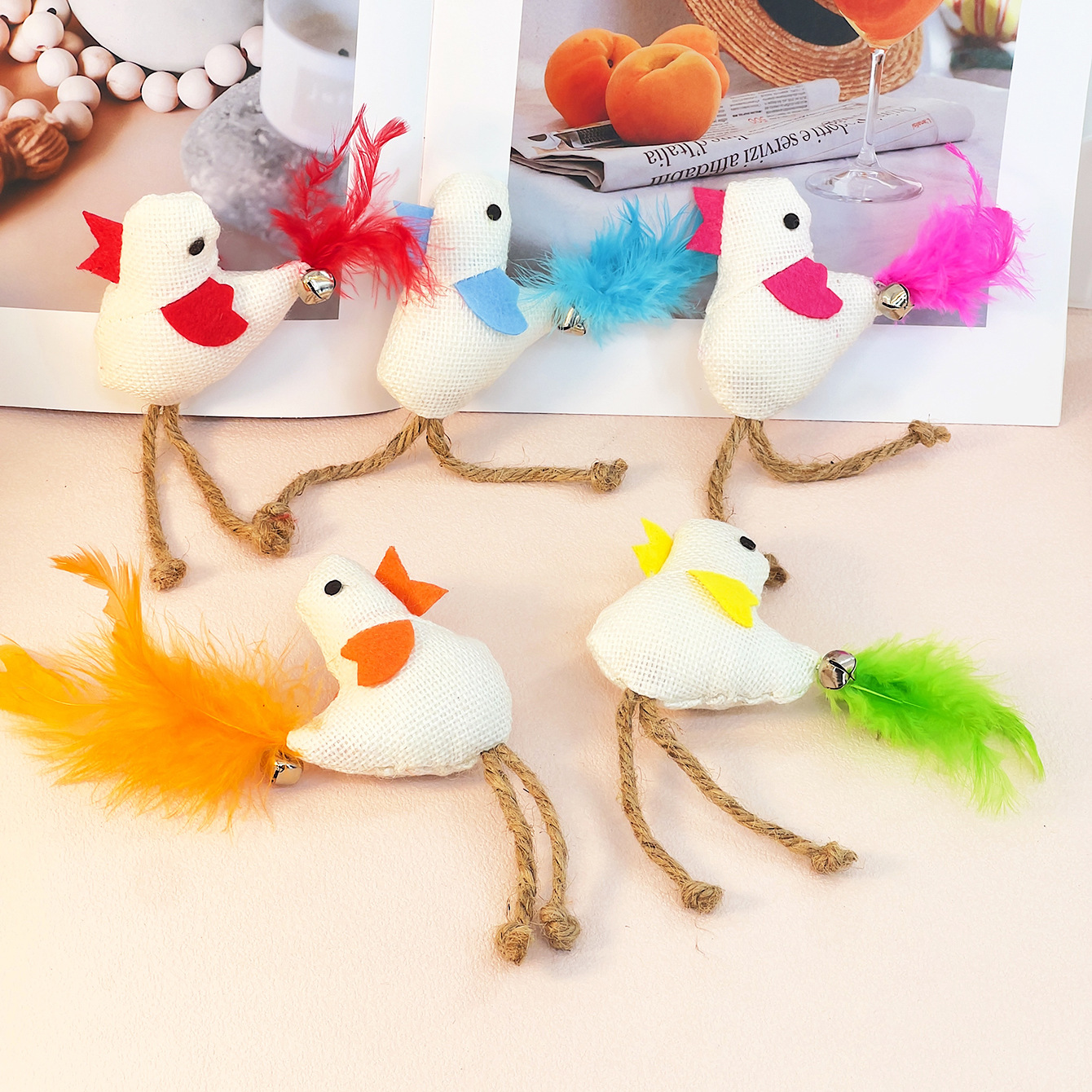 Furry Feathered Bell Chirping Chicken Toy