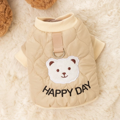 Cute Bear Traction Two legged Cotton Pet Coat 01