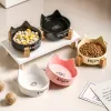 Cat Ear Ceramic Bowl with Wooden Stand