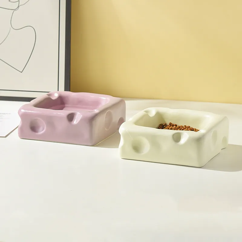 Cute Ceramic Cheese shaped Pet Bowl