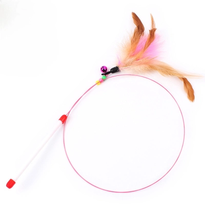 Bicolor Feather Bell Cat Wand 01