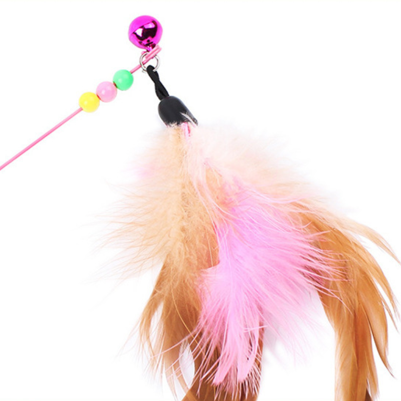 Bicolor Feather Bell Cat Wand