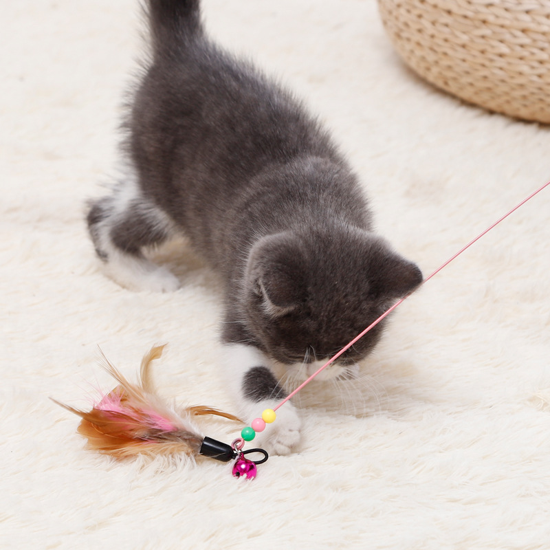 Bicolor Feather Bell Cat Wand