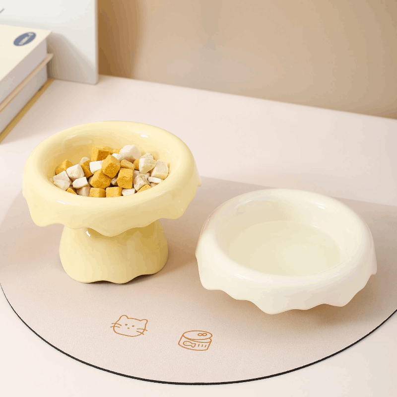 Petal Ceramic High foot Pet Bowl