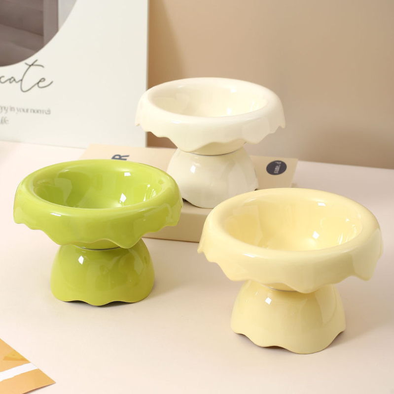 Petal Ceramic High foot Pet Bowl