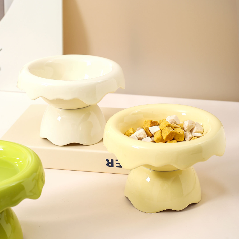 Petal Ceramic High foot Pet Bowl