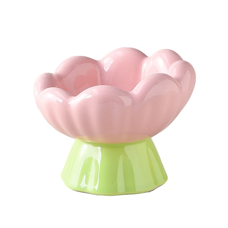 Tulip shaped High leg Ceramic Pet Bowl