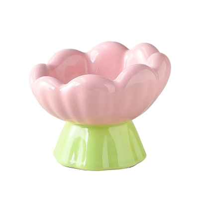 Tulip shaped High leg Ceramic Pet Bowl 02