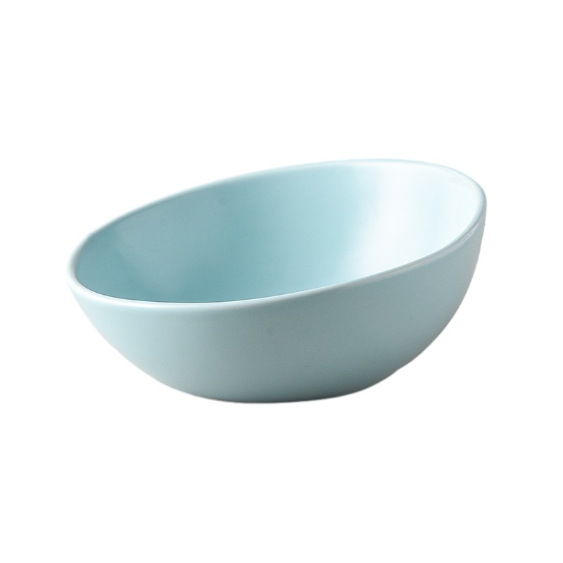 Sloped Ceramic Pet Bowl for Comfortable Feeding