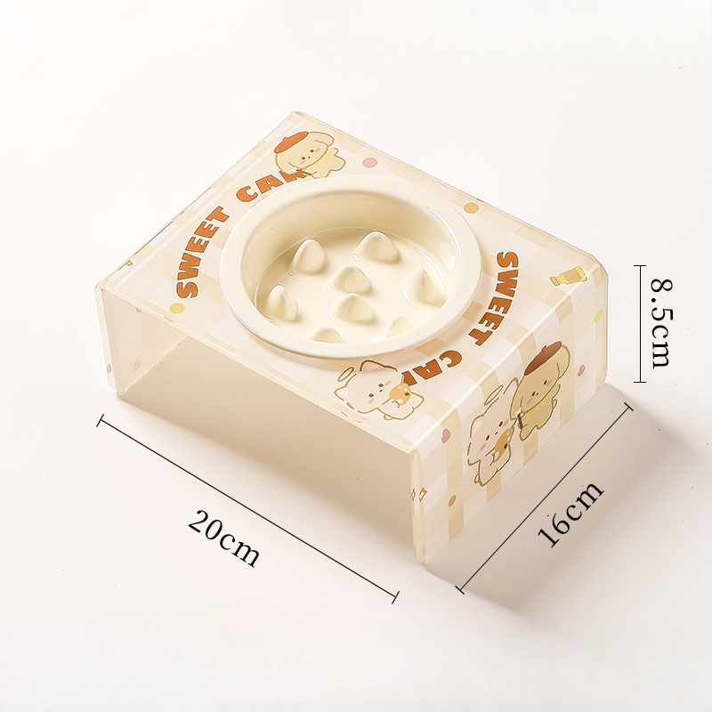 Slow feeding Ceramic Cat Bowl with Bowl