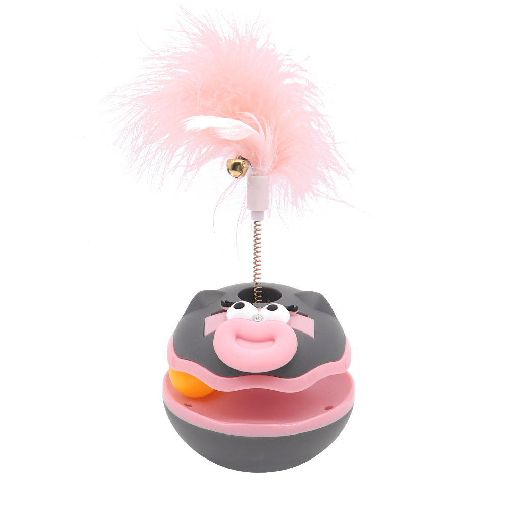Adorable Cat Nontipper with Feather Wand