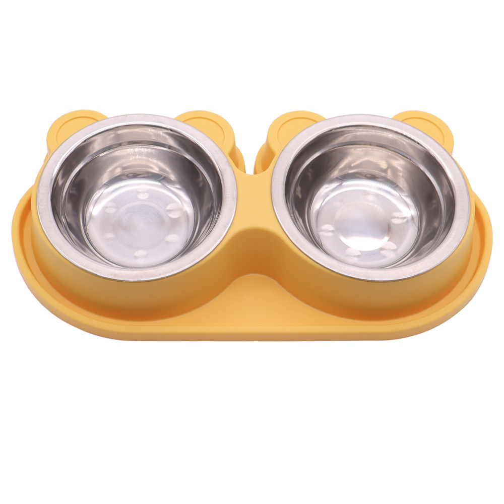 Cartoon Panda Head Double Bowl Pet Bowl