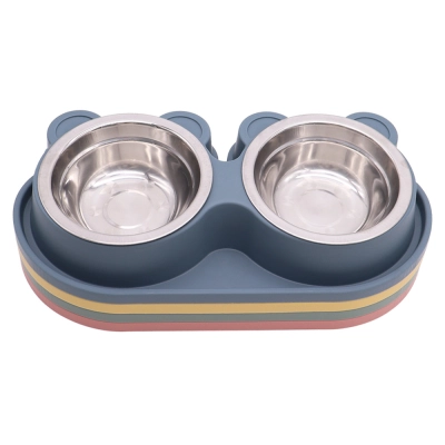 Cartoon Panda Head Double Bowl Pet Bowl 02