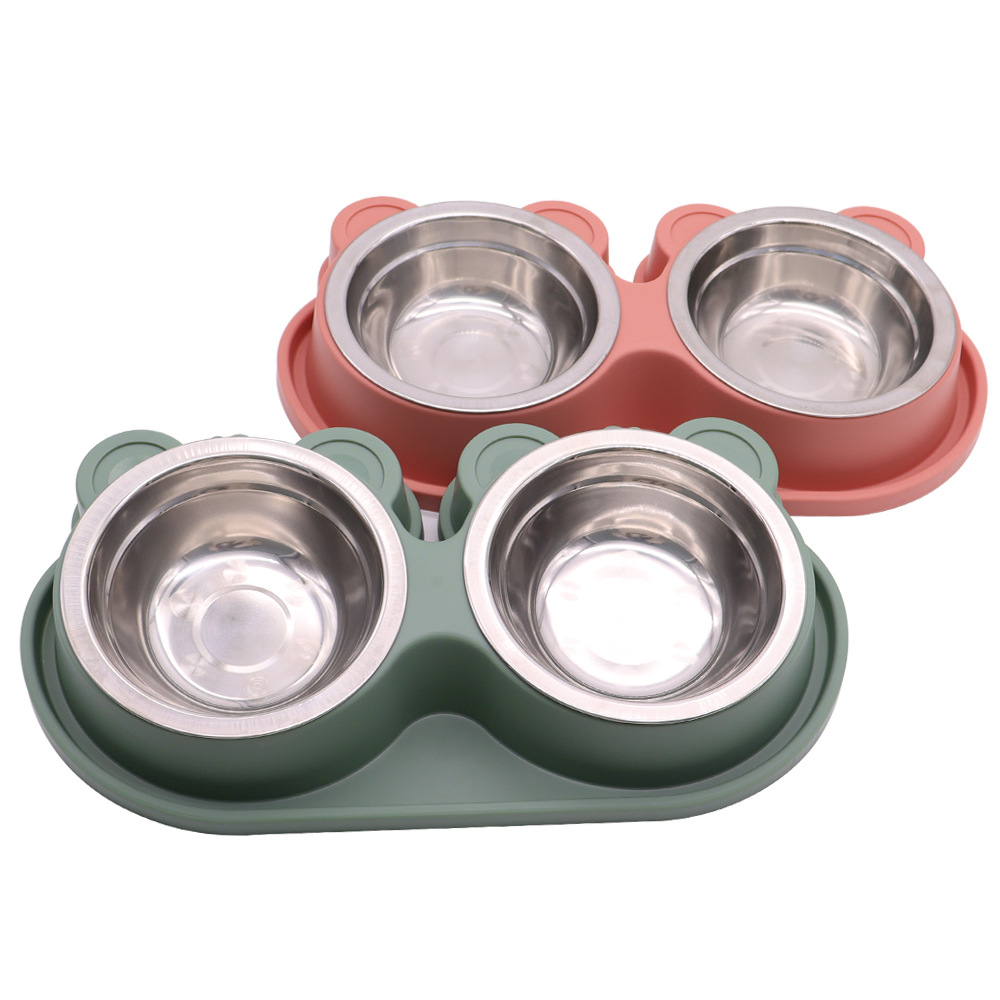 Cartoon Panda Head Double Bowl Pet Bowl