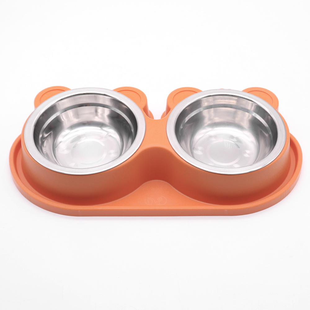Cartoon Panda Head Double Bowl Pet Bowl