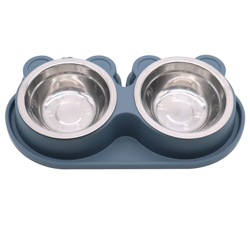 Cartoon Panda Head Double Bowl Pet Bowl