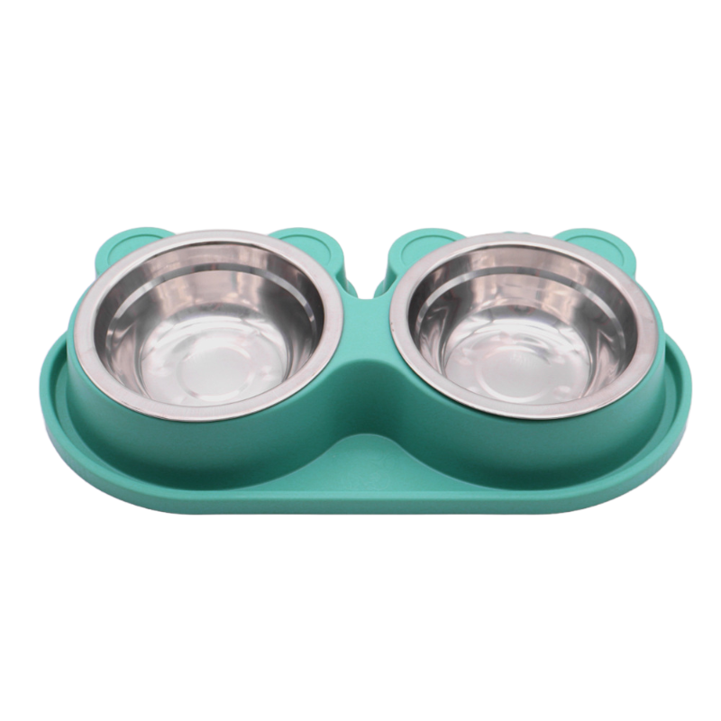 Cartoon Panda Head Double Bowl Pet Bowl