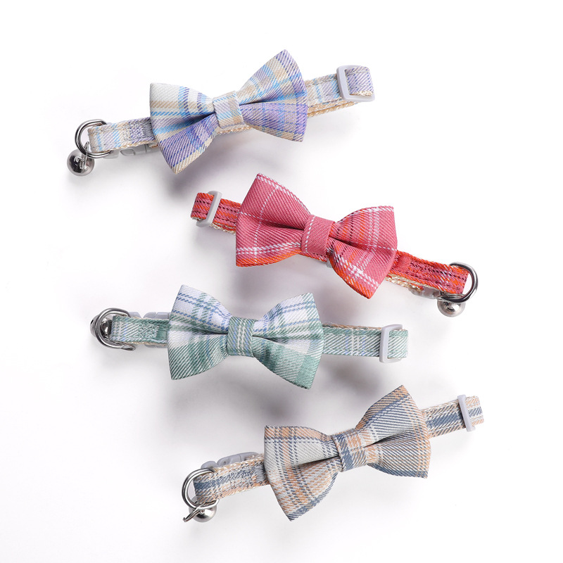 Plaid Bow Cat Collar