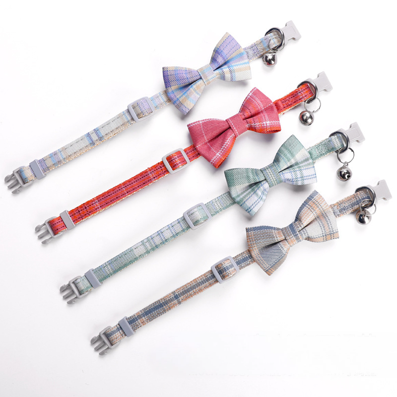 Plaid Bow Cat Collar