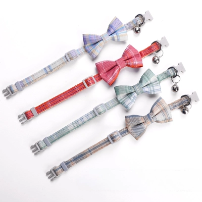 Plaid Bow Cat Collar 02