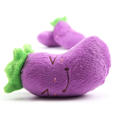 Cute Eggplant Squeaky Pet Plush Toy 01