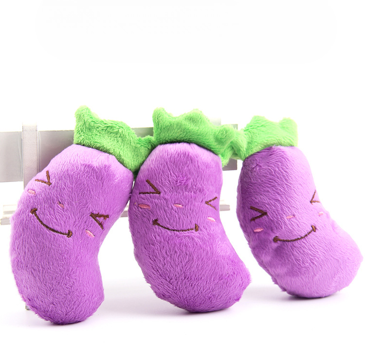 Cute Eggplant Squeaky Pet Plush Toy